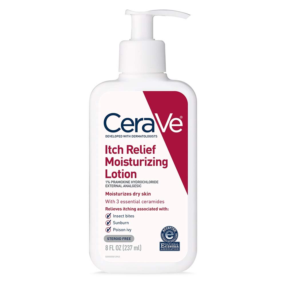 CeraVe Anti Itch Moisturizing Lotion with Pramoxine Hydrochloride, Relieves Itch with Minor Skin Irritations, Sunburn Relief, Bug Bites, 16 Ounces
