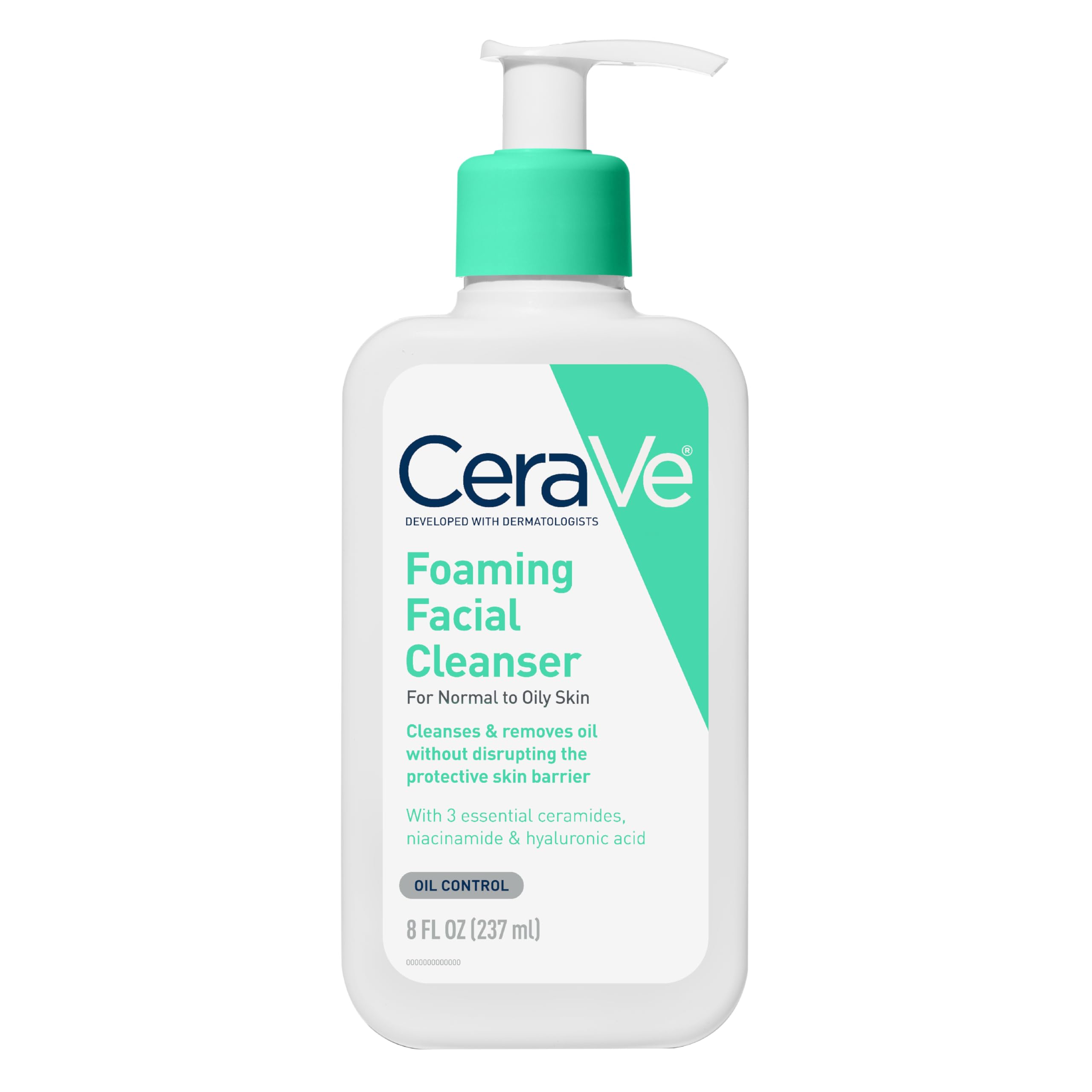 CeraVe Foaming Facial Cleanser, Daily Face Wash for Oily Skin, Hyaluronic Acid + Ceramides + Niacinamide, Fragrance Free & Paraben Free, Non-Drying Oil Control Face Wash, 19 Fluid Ounce