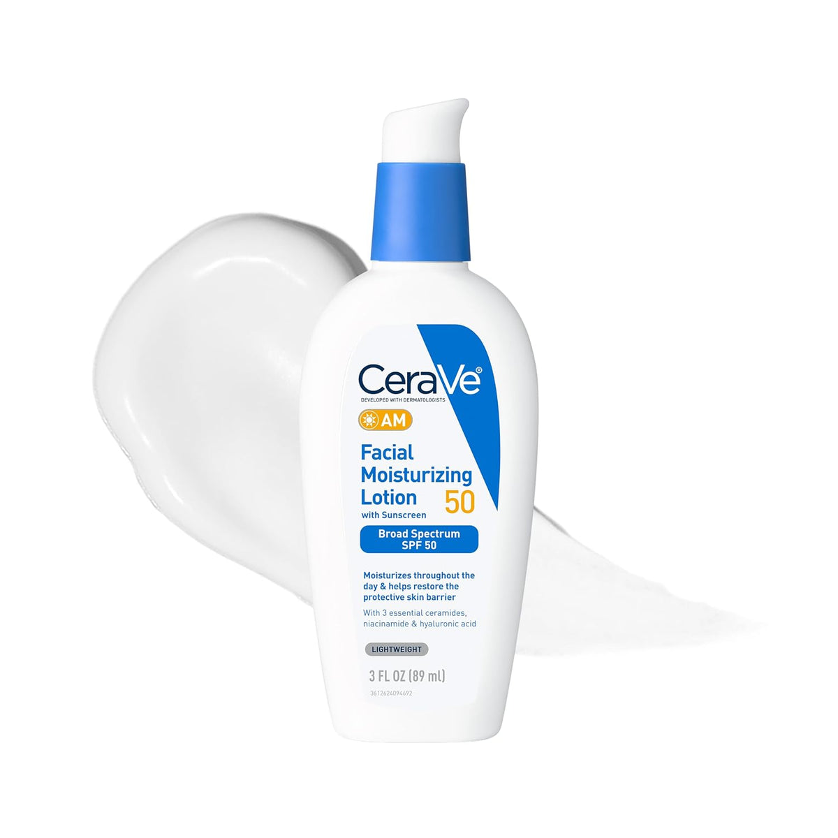 CeraVe AM Daily Facial Moisturizer with SPF 50, Face Sunscreen, 3oz