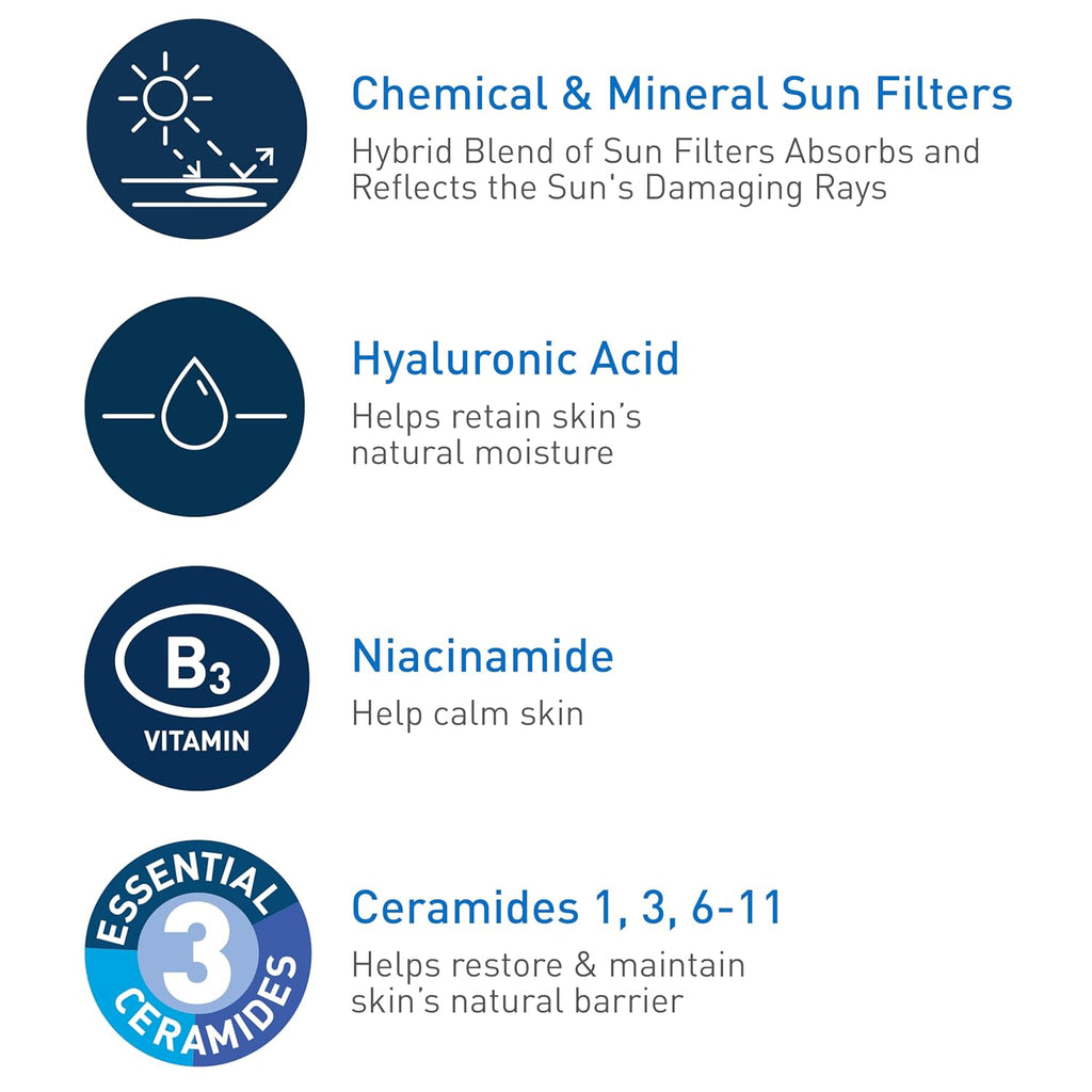 CeraVe Hydrating Sheer Sunscreen with SPF 30 for Face and Body, Mineral & Chemical Sunscreen for Men & Women with Zinc Oxide, Hyaluronic Acid and Ceramides, Paraben-Free + Fragrance-Free, 5 Ounces