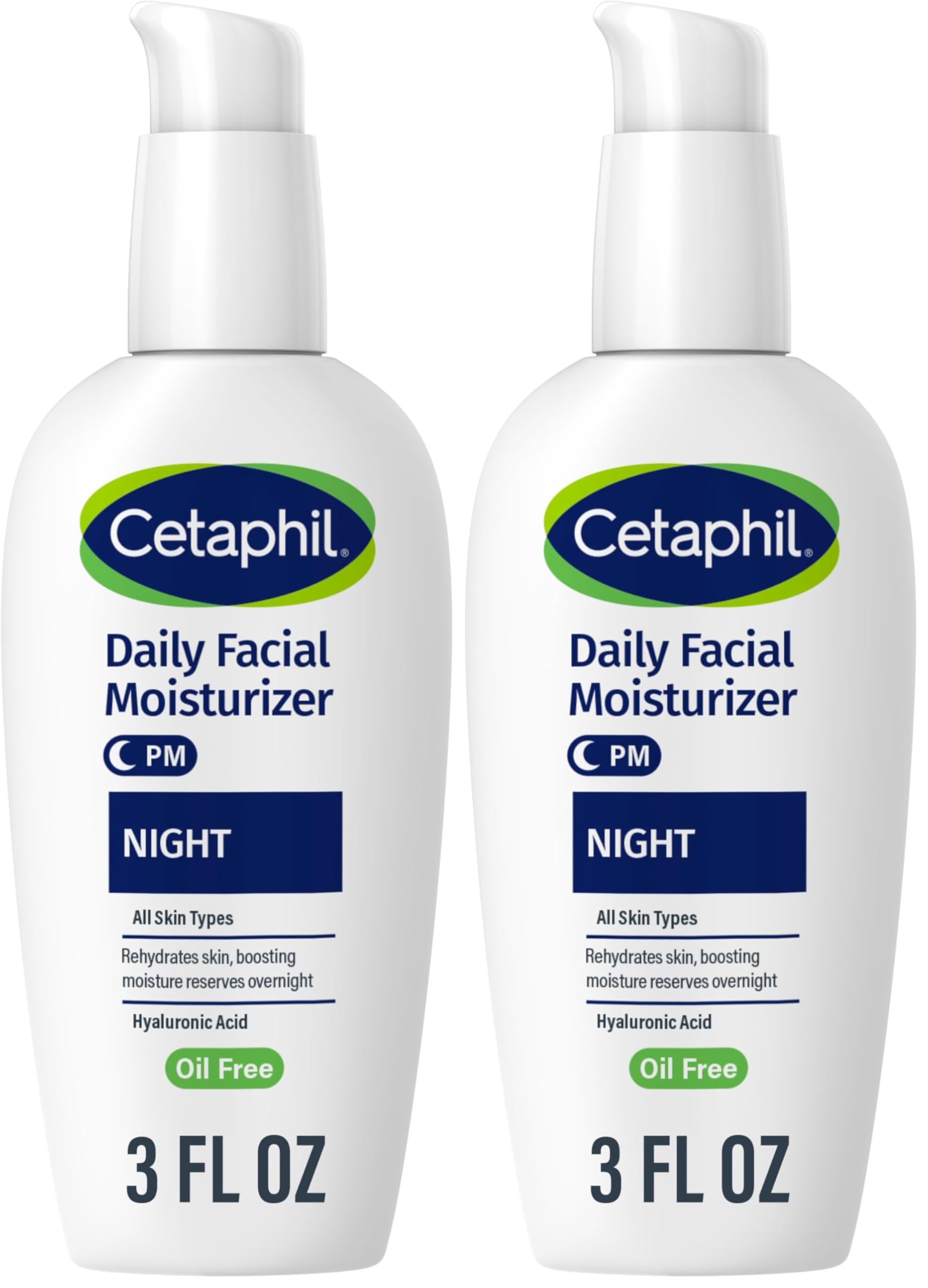 Cetaphil Night Moisturizer for Face, Hydrating Facial Moisturizer with Hyaluronic Acid, For All Skin Types, Lightweight and Non-Comedogenic, Dermatologist Recommended for Sensitive Skin, 3oz
