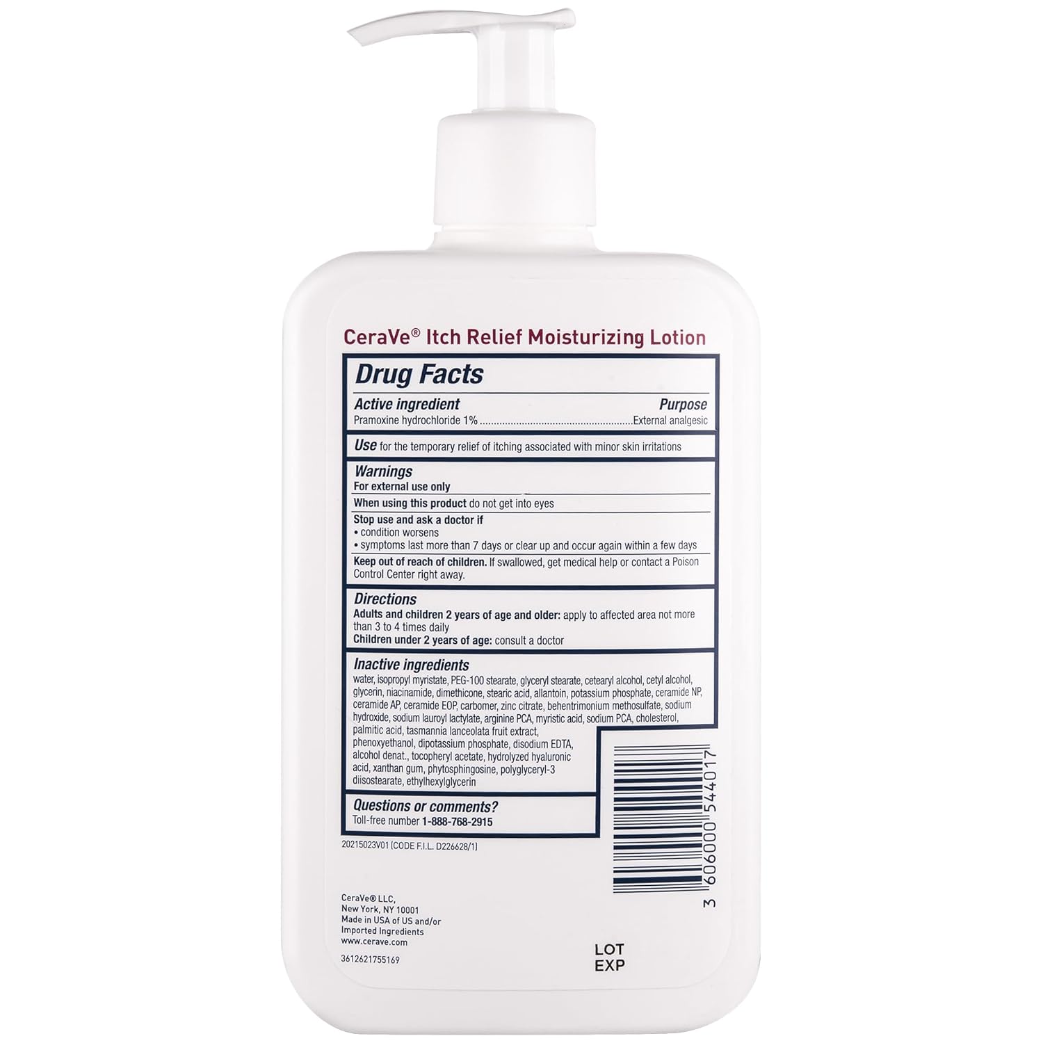 CeraVe Anti Itch Moisturizing Lotion with Pramoxine Hydrochloride, Relieves Itch with Minor Skin Irritations, Sunburn Relief, Bug Bites, 16 Ounces