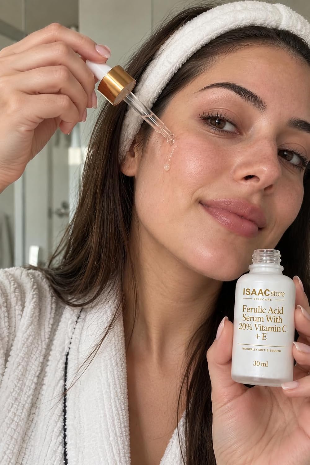 Ferulic Acid Serum with 20% Vitamin C + E, Brightening Facial Serum with Hyaluronic Acid, Vitamin B5 and Botanical Extracts, 30 mL (1.01 fl oz)