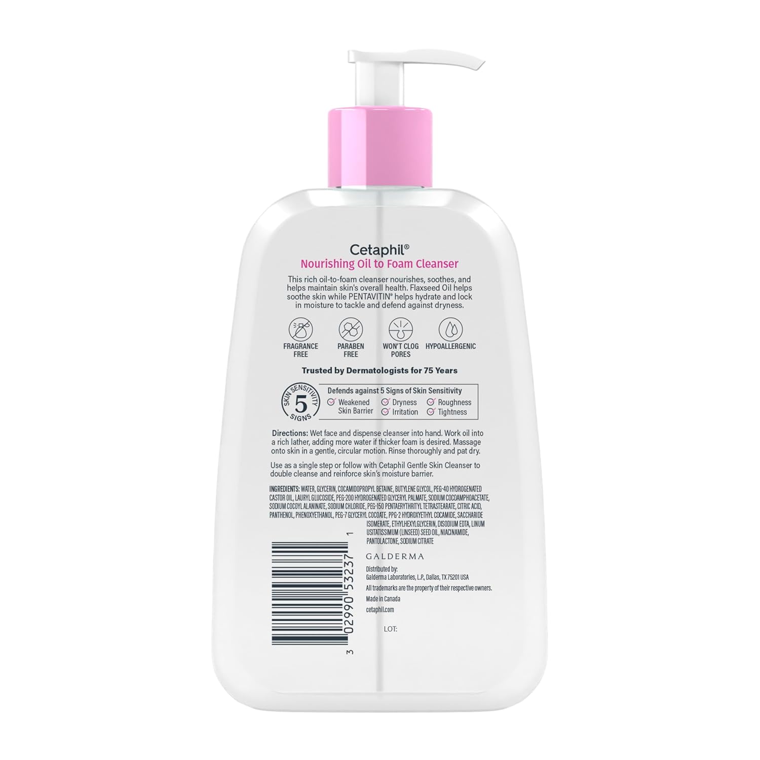 Cetaphil Nourishing Oil to Foam Facial Cleanser for Normal to Dry Skin, up to 24 Hour Hydration, 8 fl oz