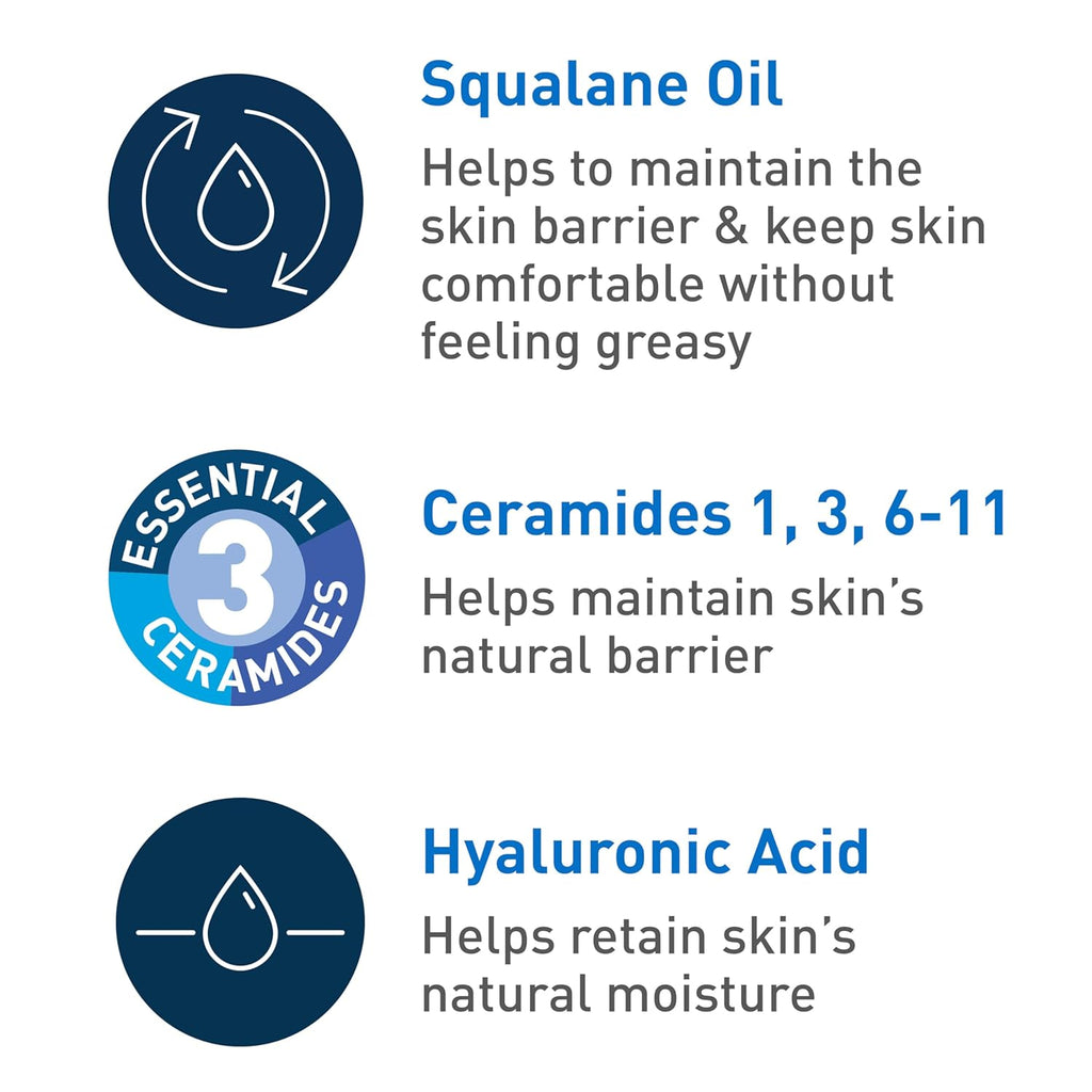 CeraVe Hydrating Foaming Oil Cleanser, Moisturizing Oil Cleanser for Face & Body, Squalane Oil + Hyaluronic Acid + Ceramides, For Dry to Very Dry Skin, Fragrance Free & Residue Free, 19 FL Oz