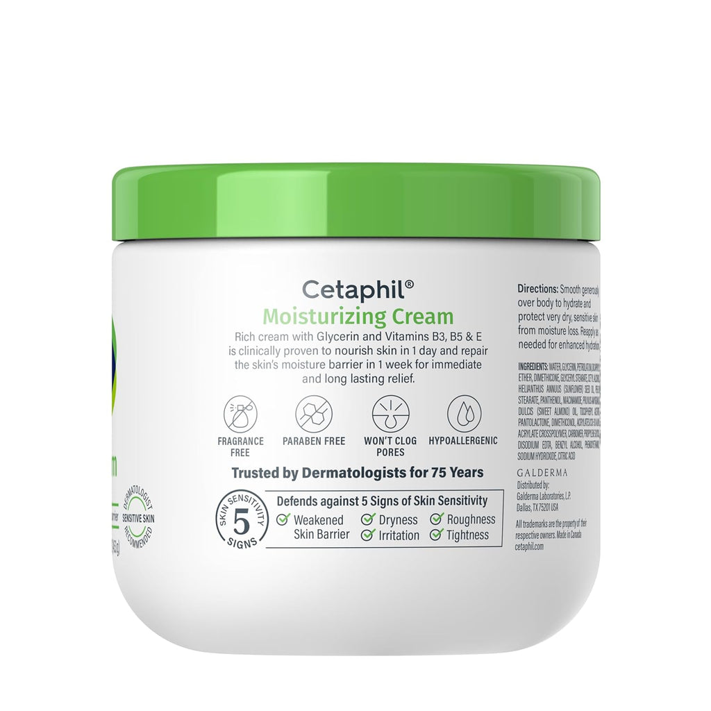 Cetaphil Face & Body Moisturizer, Hydrating Moisturizing Cream for Dry to Very Dry, Sensitive Skin, NEW 16 oz 2 Pack, Fragrance Free, Non-Comedogenic, Non-Greasy