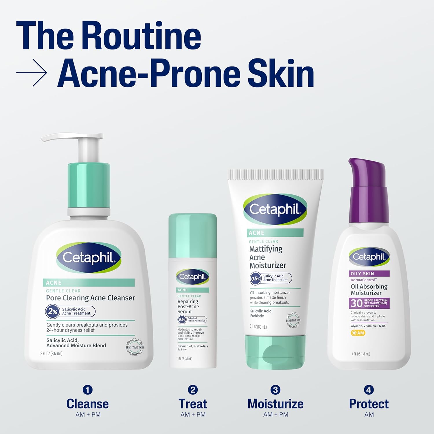 Cetaphil Gentle Clear Pore Clearing Acne Cleanser, Foaming Gel Cleanser for Sensitive, Acne-Prone Skin, 8 Fl Oz Pump Bottle, 2% Salicylic Acid, Gently Exfoliates, Dermatologist Recommended Brand