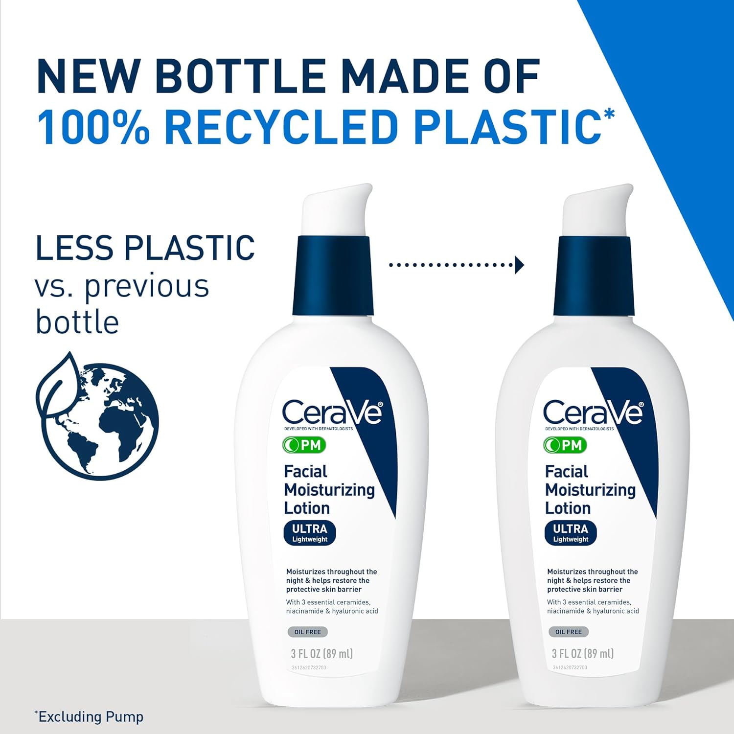 CeraVe PM Facial Moisturizing Lotion, Night Cream with Hyaluronic Acid and Niacinamide, Ultra-Lightweight, Oil-Free Moisturizer for Face, 3 Ounce