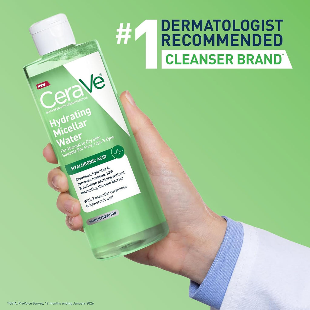 CeraVe Hydrating Micellar Water, Facial Cleanser & Makeup Remover, 13oz | Removes Makeup and Hydrates For 24h with Hyaluronic Acid and Ceramides, Alcohol-Free and Fragrance-Free For Sensitive Skin