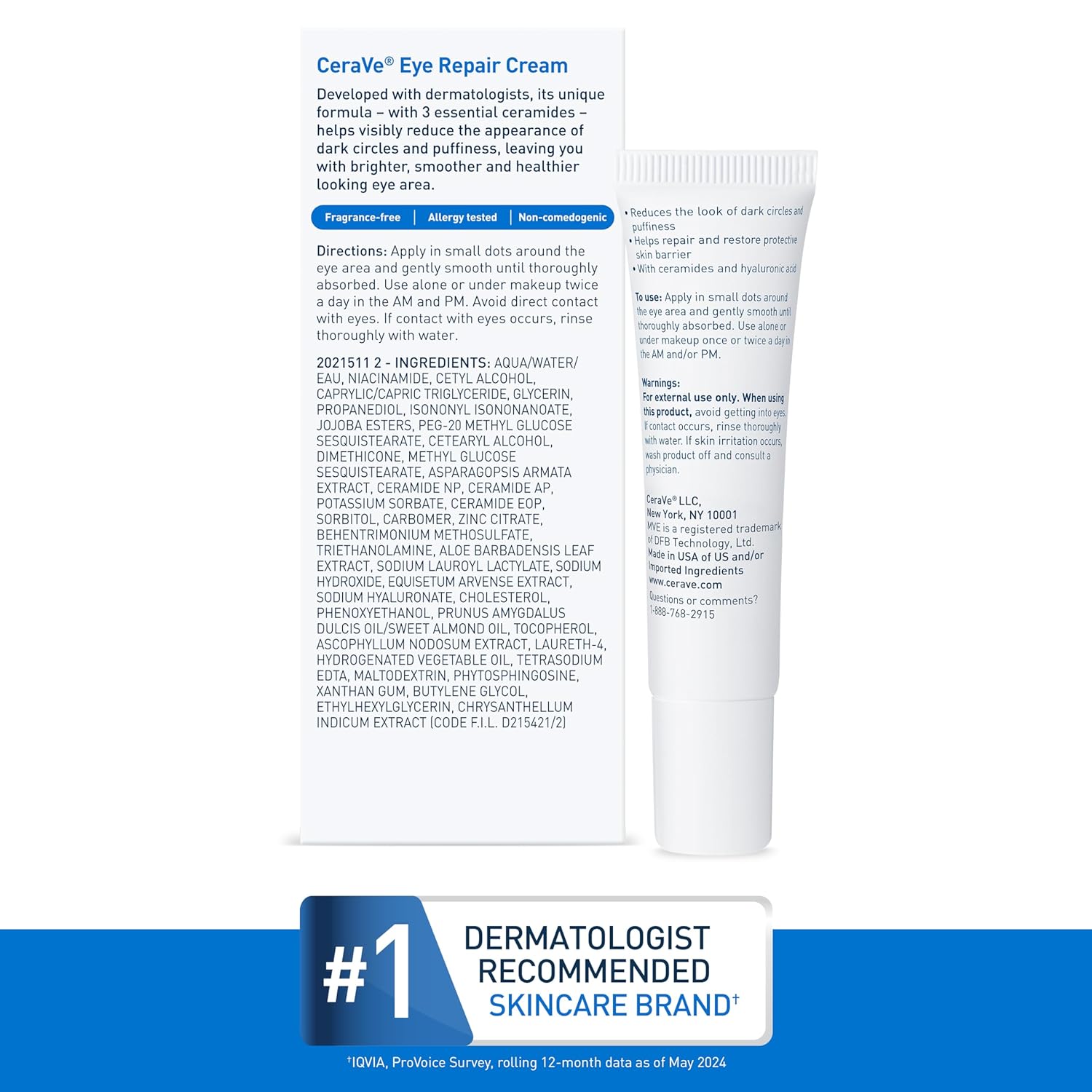 CeraVe Eye Repair Cream, Under Eye Cream For Puffiness