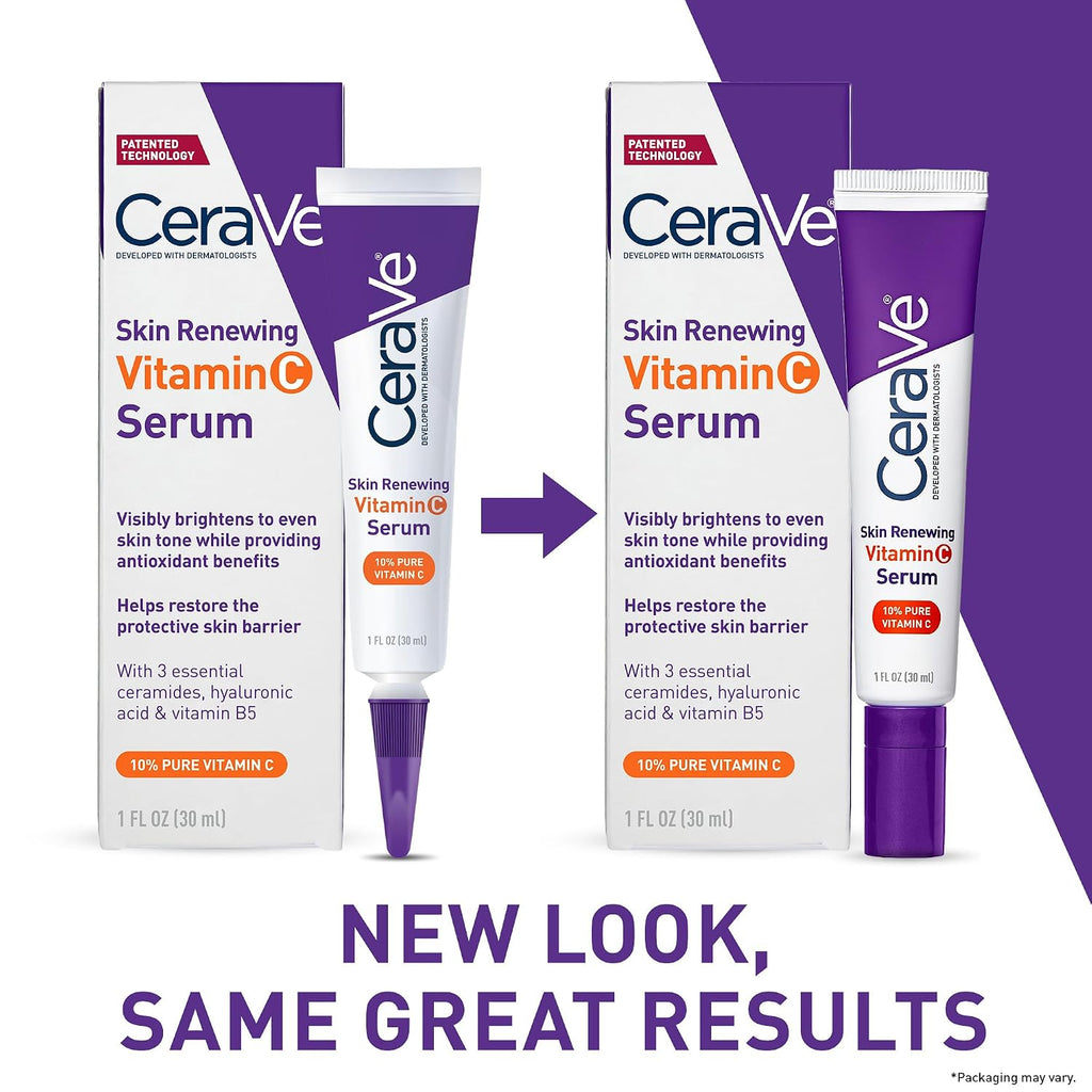 CeraVe Skin Brightening Vitamin C Serum for Face with Hyaluronic Acid, 1oz | Skincare, 10% Pure Vitamin C, Brightening Serum, Ceramides, Antioxidant, Hydrates and Improves Skin Tone & Texture
