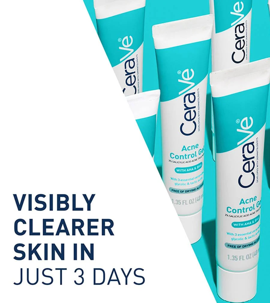 CeraVe Acne Control Gel, 2% Salicylic Acid Treatment With Glycolic Acid + Lactic Acids,